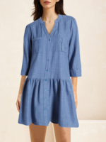 Women Casual Plain Summer Cotton Natural Short Sleeve Notched H-Line Regular Dresses