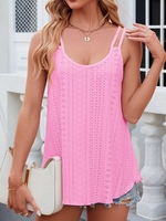 Women Casual Plain Summer Cotton No Elasticity Daily Regular Gallus H-Line Tank Tops