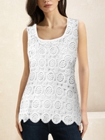 Women Casual Plain Summer Cotton No Elasticity Loose Lace Regular Regular Tank Tops