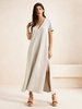 Women Casual Plain Summer Cotton V neck Natural Micro-Elasticity Maxi T-Shirt Dress Dresses