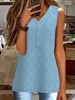 Women Casual Plain Summer Cotton V neck Sleeveless Regular H-Line Regular Tank Tops
