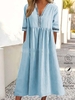 Women Casual Plain Summer Cotton Vacation Midi H-Line Regular No Dresses