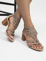 Women Casual Plain Summer Daily High Heel Synthetic leather Pu Rubber Chunky Heel Sandals Slide Sandals