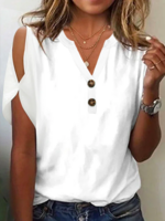 Women Casual Plain Summer Daily Hot List Notched Regular H-Line Medium Elasticity Shirts