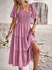 Women Casual Plain Summer Daily Loose Midi A-Line Regular No Dresses