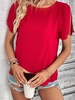 Women Casual Plain Summer Daily Loose Short Sleeve Crew Neck Regular H-Line Shirts