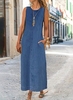 Women Casual Plain Summer Daily Standard Sleeveless A-Line Regular Washing Process Dresses