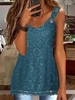 Women Casual Plain Summer Lace Household Loose Regular Gallus H-Line Tank Tops