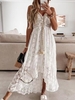 Women Casual Plain Summer Lace No Elasticity Loose Gallus H-Line No Dresses