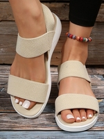Women Casual Plain Summer Low Heel Round Toe Pu Slide Sandals Rubber Slip On Slide Sandals