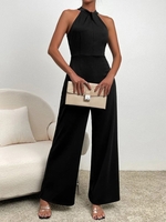 Women Casual Plain Summer Micro-Elasticity Daily Loose Sleeveless Tank FC Jumpsuits