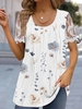Women Casual Plain Summer Micro-Elasticity Loose Lace Mid-long H-Line EC Shirts