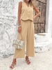 Women Casual Plain Summer Natural Daily Loose Sleeveless H-Line Regular Two-Piece Sets