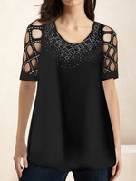 Women Casual Plain Summer Natural High Elasticity Daily Short Sleeve H-Line Regular T-shirts