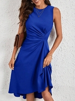 Women Casual Plain Summer Natural High Elasticity Loose Sleeveless Regular No Dresses