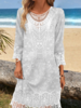 Women Casual Plain Summer Natural Loose Lace Half Sleeve Regular No Dresses