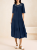 Women Casual Plain Summer Natural No Elasticity Daily Short Crew Neck H-Line Dresses
