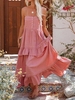Women Casual Plain Summer Natural No Elasticity Loose Maxi Gallus No Dresses