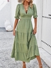 Women Casual Plain Summer Natural No Elasticity Maxi H-Line Regular No Dresses