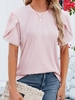 Women Casual Plain Summer No Elasticity Daily Crew Neck Regular H-Line Regular T-shirts