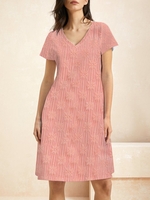 Women Casual Plain Summer No Elasticity Vacation Lace Short Sleeve H-Line No Dresses
