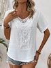 Women Casual Plain Summer Polyester Daily Loose Short Sleeve H-Line Regular Shirts
