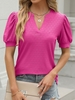 Women Casual Plain Summer Polyester Daily Loose Short Sleeve Regular H-Line Shirts