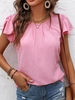 Women Casual Plain Summer Polyester Daily Loose Short Sleeve Regular Regular Shirts