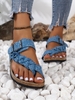Women Casual Plain Summer Polyester Daily Round Toe Canvas Rubber Slip On Slide Sandals