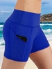 Women Casual Plain Summer Polyester High Waist Boxer Regular Vacation Medium Elasticity Bikini Bottoms