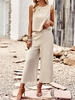 Women Casual Plain Summer Polyester Micro-Elasticity Daily Crew Neck H-Line Regular Two-Piece Sets
