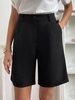 Women Casual Plain Summer Polyester Micro-Elasticity Daily Loose Regular Fifth Pants Shorts