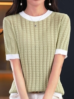 Women Casual Plain Summer Polyester Micro-Elasticity Daily Loose Regular H-Line Shirts