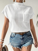 Women Casual Plain Summer Polyester Micro-Elasticity Daily Loose Short Sleeve H-Line Shirts