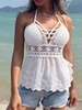 Women Casual Plain Summer Polyester Micro-Elasticity Household Loose Crew Neck Regular Tank Tops