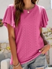 Women Casual Plain Summer Polyester Micro-Elasticity Short Sleeve Crew Neck Regular H-Line Shirts