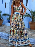 Women Casual Plain Summer Polyester Natural Daily Asymmetrical A-Line No Two-Piece Sets