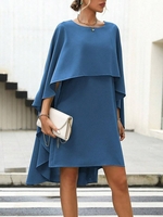 Women Casual Plain Summer Polyester Natural Daily Half Sleeve H-Line No Dresses