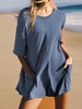 Women Casual Plain Summer Polyester Natural Micro-Elasticity Daily Loose Regular Jumpsuits