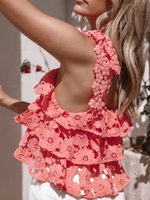 Women Casual Plain Summer Polyester No Elasticity Daily Lace Regular Regular Tank Tops