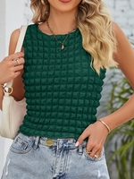 Women Casual Plain Summer Polyester No Elasticity Daily Regular Fit Crew Neck H-Line Tank Tops