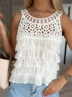 Women Casual Plain Summer Polyester No Elasticity Daily Regular Fit Sleeveless Regular Tank Tops