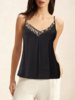 Women Casual Plain Summer Polyester V neck Lace Gallus H-Line Regular Tank Tops