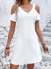 Women Casual Plain Summer Polyester V neck Natural Micro-Elasticity H-Line No Dresses