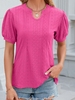 Women Casual Plain Summer Polyester V neck No Elasticity Regular Fit Regular H-Line T-shirts