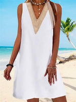 Women Casual Plain Summer Polyester Vacation Short A-Line Regular EPE Dresses