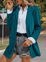 Women Casual Plain Summer Sports Long sleeve Loose Shawl Collar Cotton-Blend Blazer