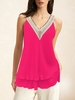 Women Casual Plain Summer V neck Micro-Elasticity Party Loose Regular Regular Tank Tops
