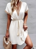 Women Casual Plain Summer V neck Natural Daily Lace H-Line No Dresses