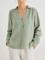 Women Casual Plain Summer V neck No Elasticity Short Sleeve Regular H-Line Regular Blouses